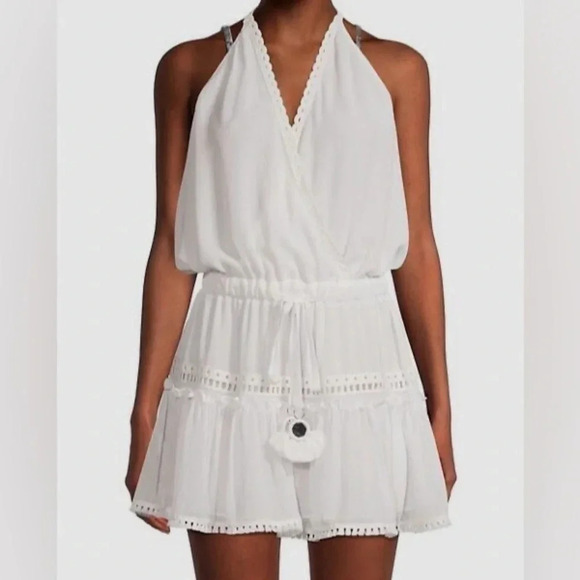 Ramy Brook Marla Mini Dress Halter Neck Backless White Medium - Picture 6 of 12